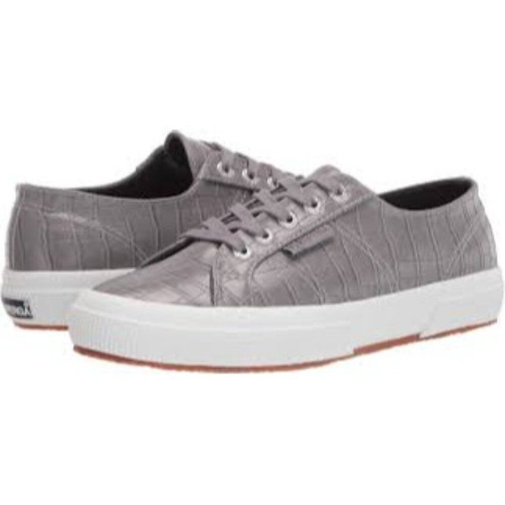 NWT Superga Women's  Sleek & Chic Crocodile Embossed Lace-up Low Top Sneaker 7.5